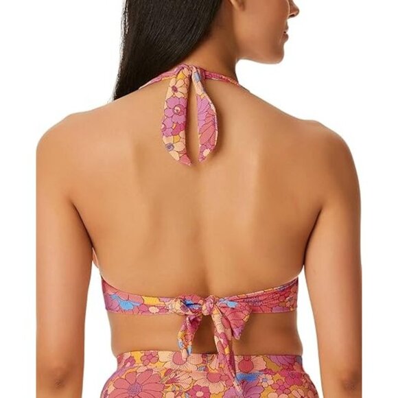 Jessica Simpson Women's Rendevous Halter Swimsuit Mix & Match Print Pink Size S - Picture 4 of 5